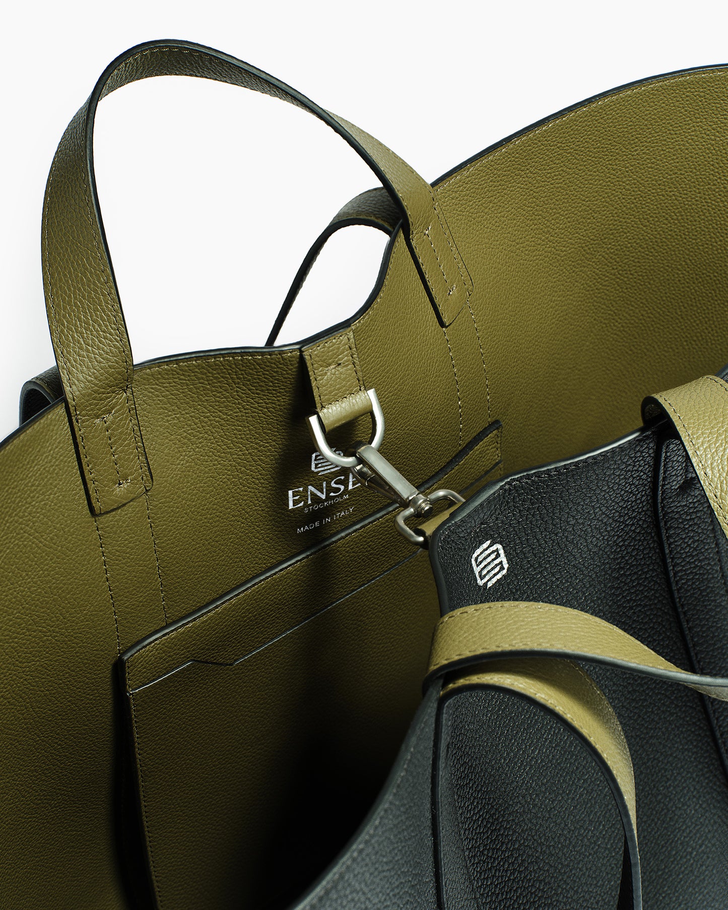 Large Sanda Tote Black Moss Green