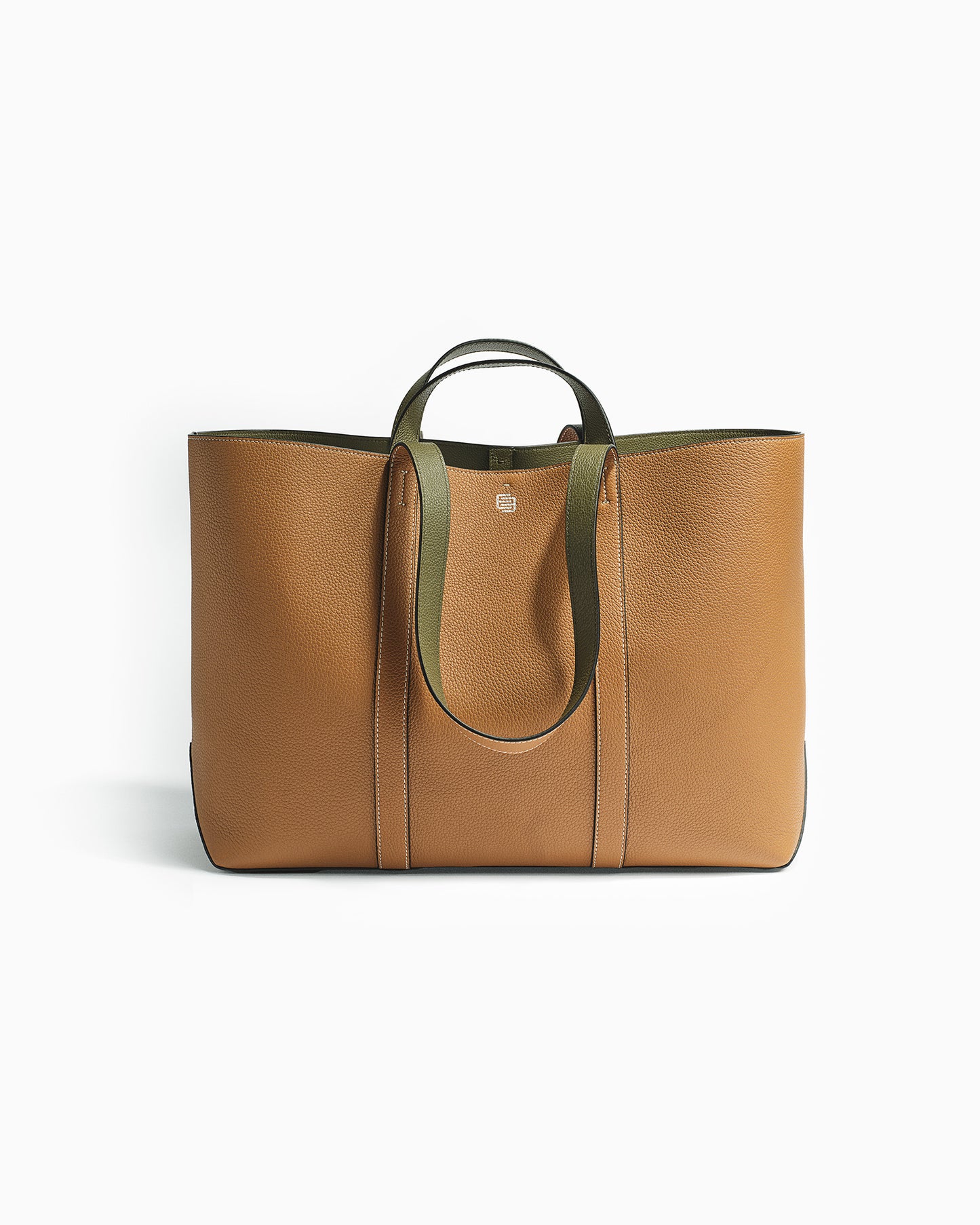 Large Sanda Tote Light Oak Moss Green